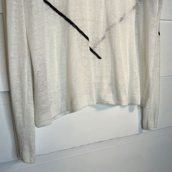 Comptoir des Cotonniers Thin White Sweater with Black Lines Size XL - Picture 4 of 8